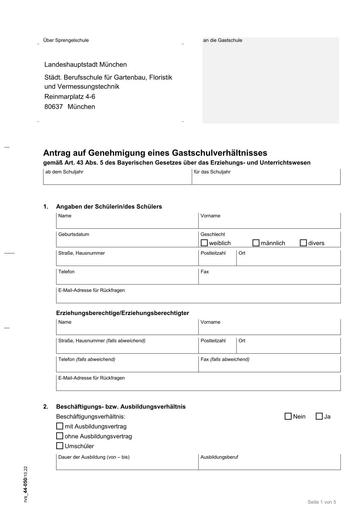 Gastschulantrag