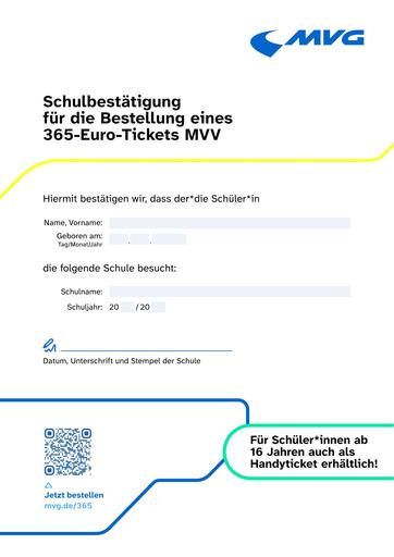 Schulbestätigung 365 Euro-Ticket MVV