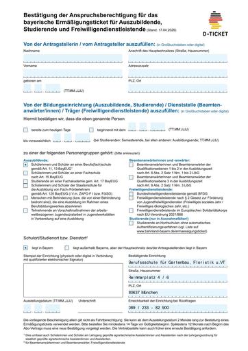 Schulbestätigung Deutschland-Ticket
