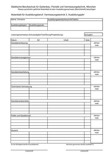 Notenblatt Vermessungstechnik 12