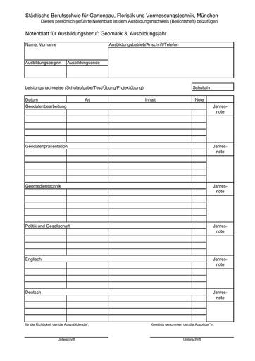 Notenblatt Geomatik 12
